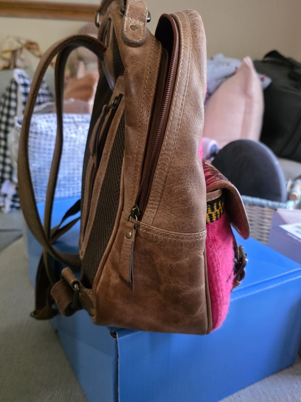 Myra Bag Pink Southwestern Patterned Leather-Trim Backpack - Picture 2 of 7